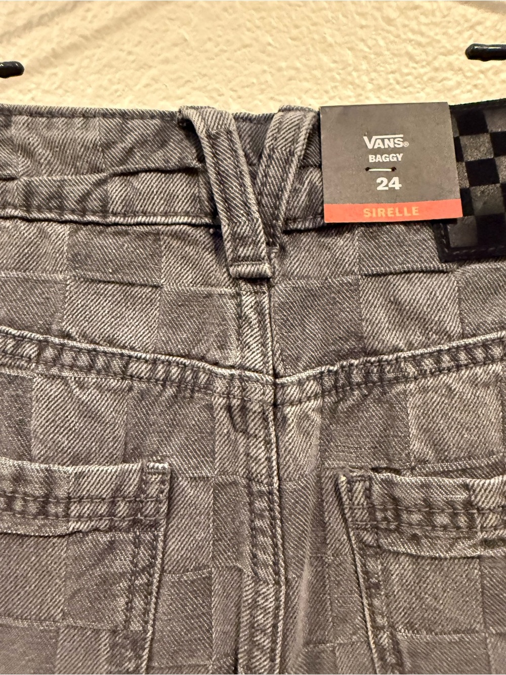 Vans sirelle baggy fit black & grey checkered jeans - Picture 7 of 12